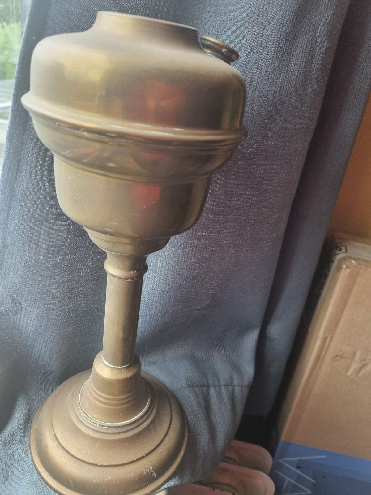 Antieke Messing Olielamp - Decoratieve Verlichting, Antiek en Kunst, Ophalen of Verzenden