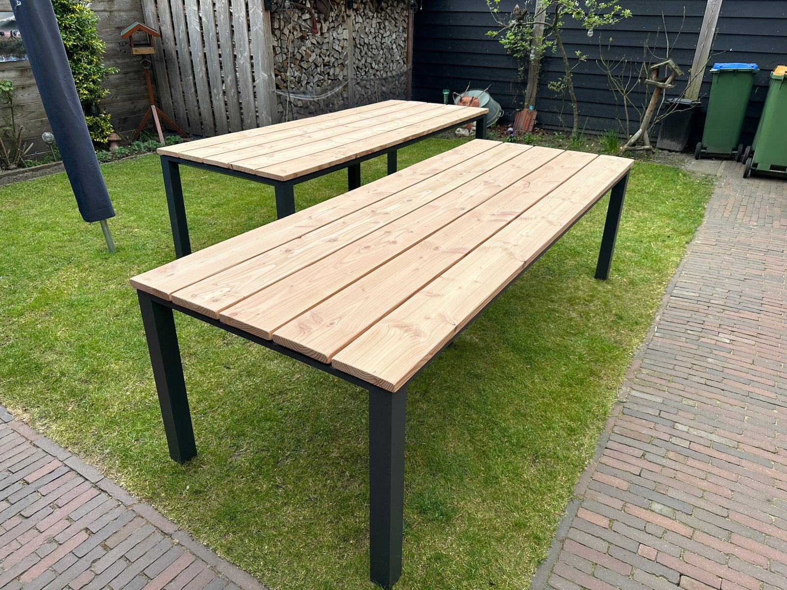 Tuintafel Met Handgemaakt Douglas Blad, Ophalen, Zo goed als nieuw, Rechthoekig, Hout