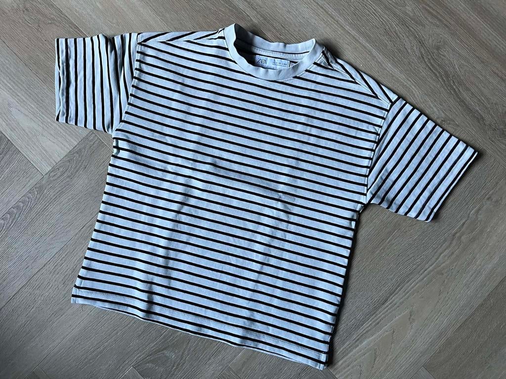 Zara gestreept shirt wit  zwart - Maat 152, Kinderen en Baby's, Ophalen of Verzenden, Zo goed als nieuw, Jongen, Shirt of Longsleeve