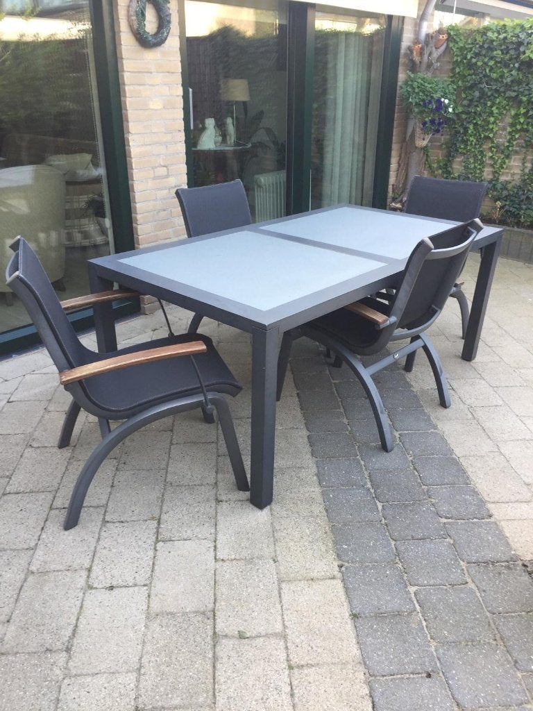Luxe Tuinset Antraciet 6-persoons, Ophalen, Overige materialen, Gebruikt, 6 zitplaatsen