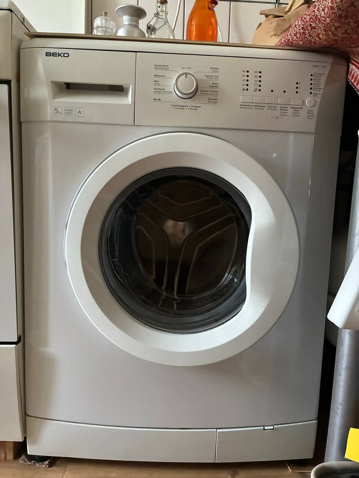 Beko WMB 5141 Wasmachine - 5kg, 1400 toeren, Energieklasse A, Ophalen, 1200 tot 1600 toeren, Gebruikt, 4 tot 6 kg