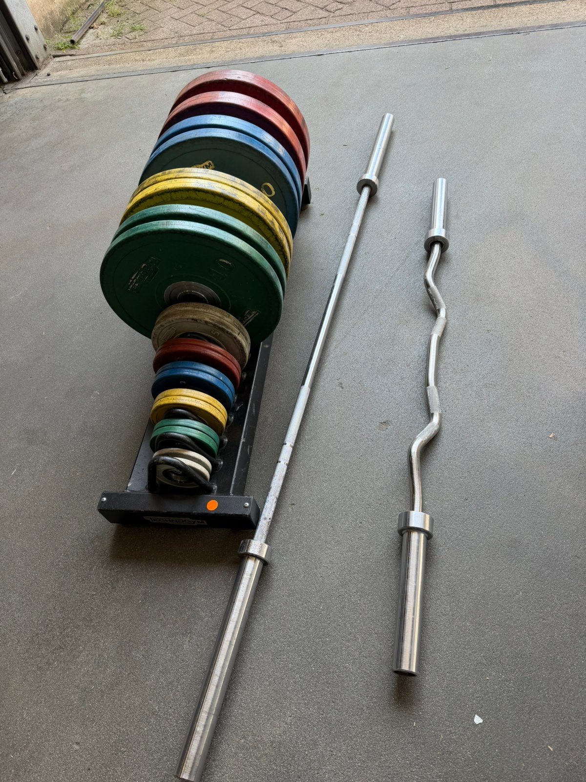 165kg Technogym Olympische Training Plates , Barbell + Rek, Ophalen, Gebruikt, Halterschijven