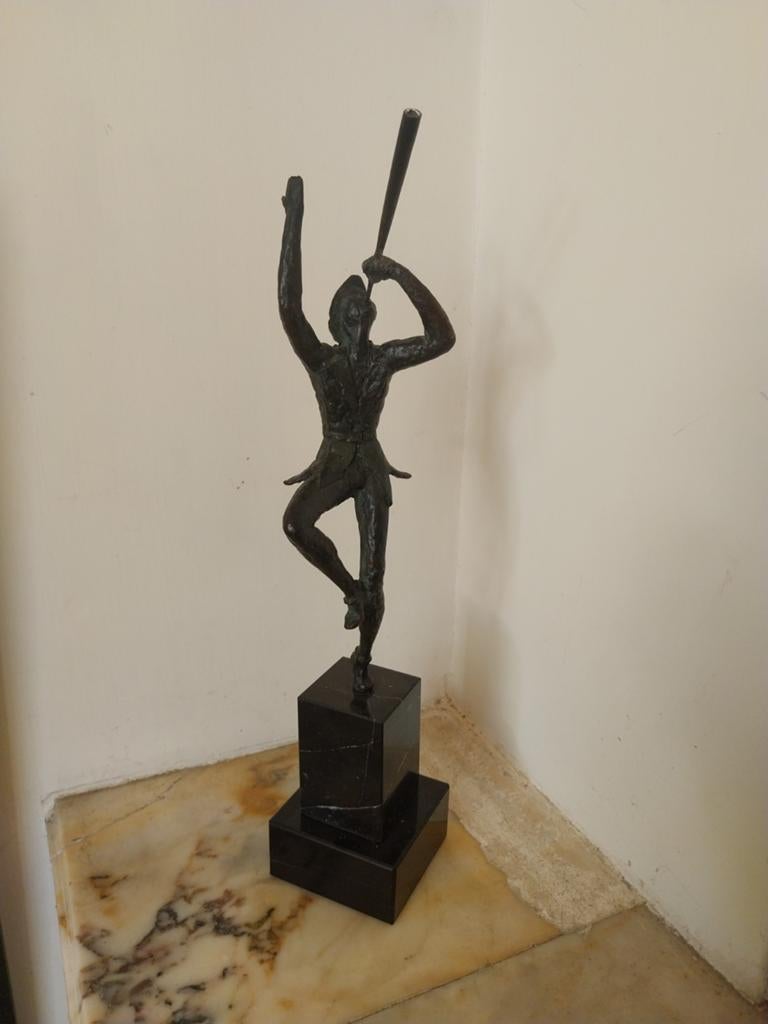 Robbert Jan Donker - Bronzen beeld 'Musicus', Gepatineerd, Ophalen of Verzenden, Brons, 20 - 50 cm
