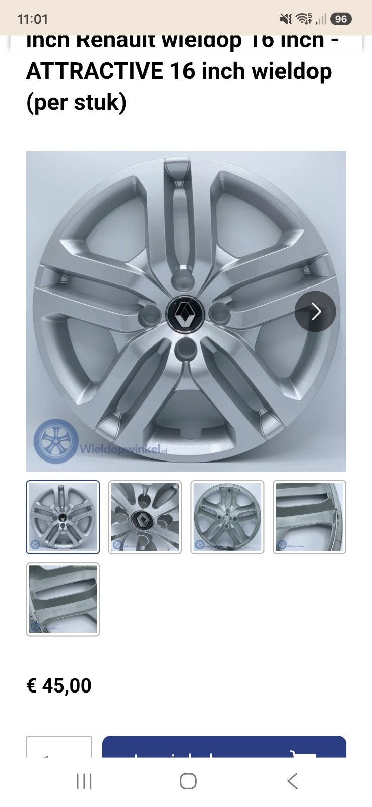 Originele renault wieldoppen 16 inch 3 stuks, Auto diversen, Wieldoppen, Ophalen of Verzenden