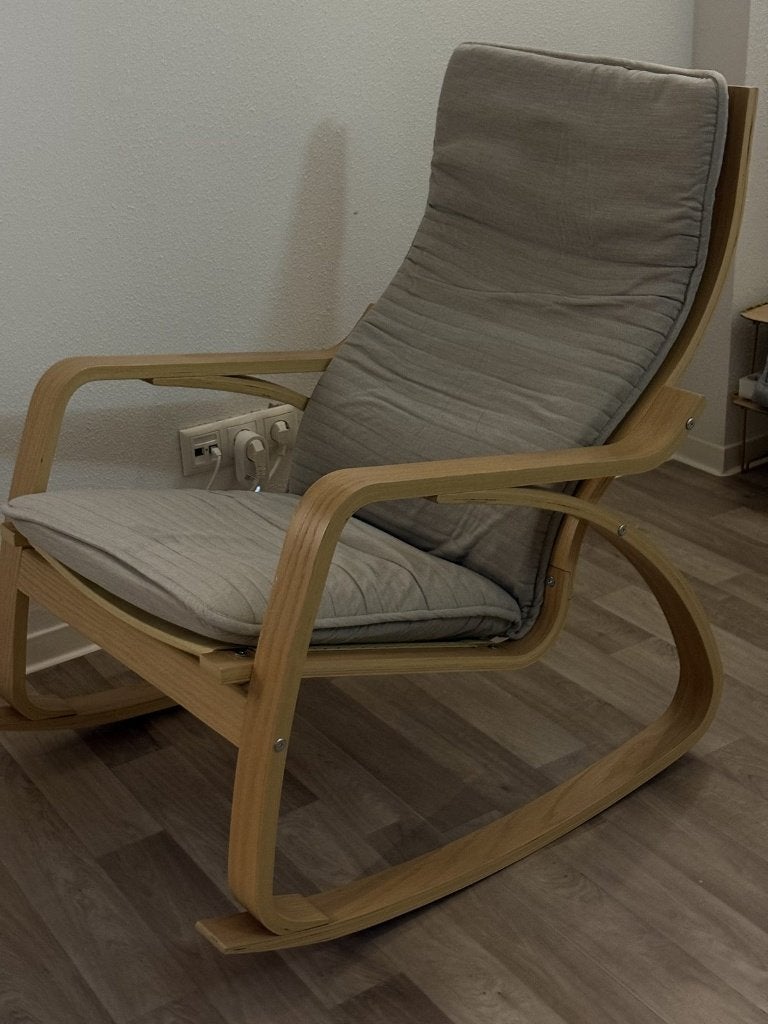 IKEA POANG schommelstoel - berkenframe met kussen, Ophalen, Gebruikt, 75 tot 100 cm