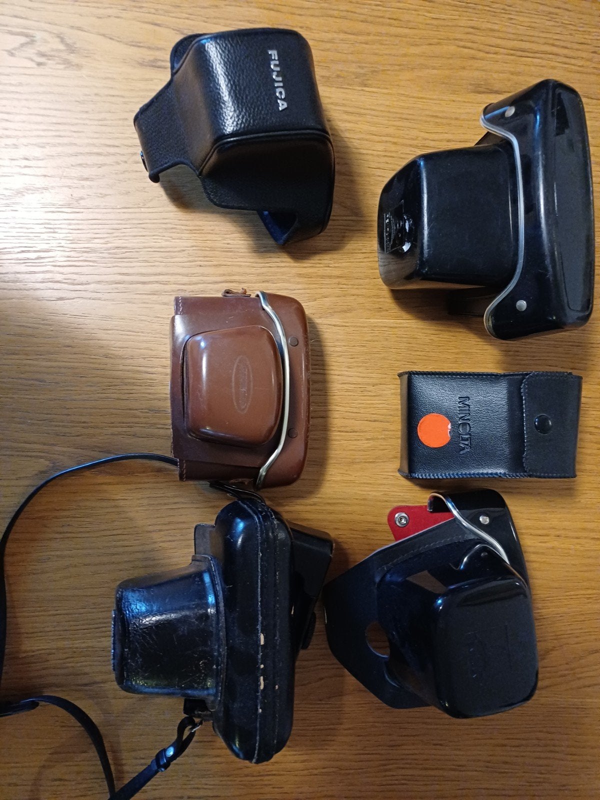 Vintage Camerahoesjes - Canon, Fujica, Minolta, Pentacon, Gebruikt, Hoes, Gevoerd, Zwart