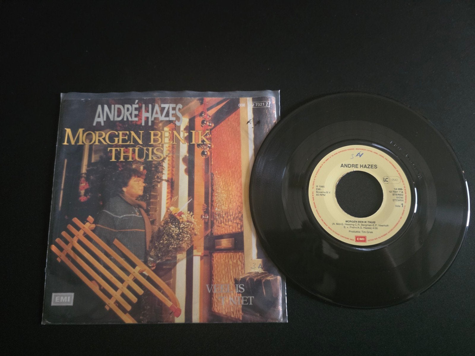 André Hazes - morgen ben ik thuis, Cd's en Dvd's, Gebruikt, 7 inch, Ophalen of Verzenden, Beschermende buitenhoes