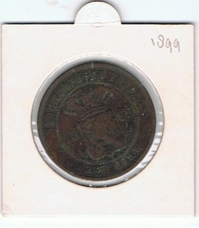 2 1/2 cent 1899 Ned.Indie, Postzegels en Munten, Ophalen of Verzenden, Koningin Wilhelmina, Overige waardes, Losse munt