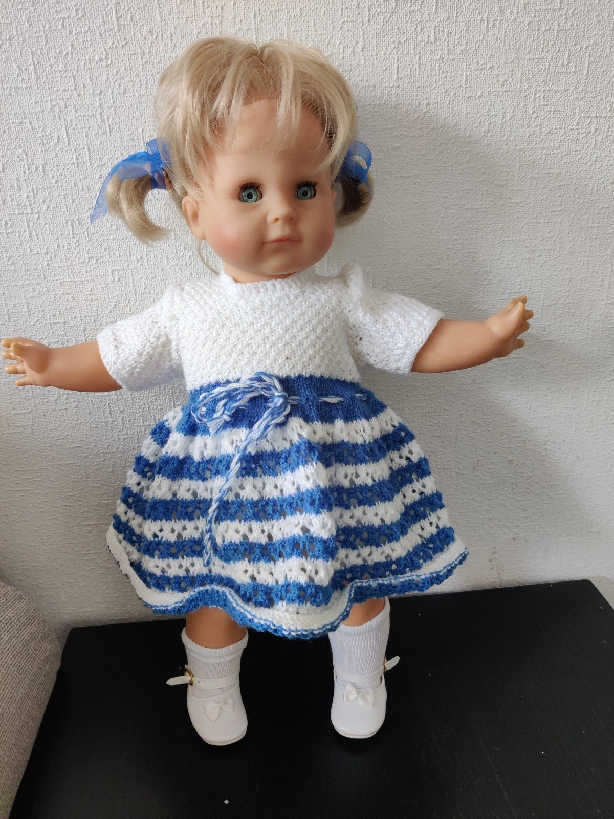 Zapf Pop 43cm met Zelfgemaakte Kleertjes - Vintage Babypop, Ophalen of Verzenden
