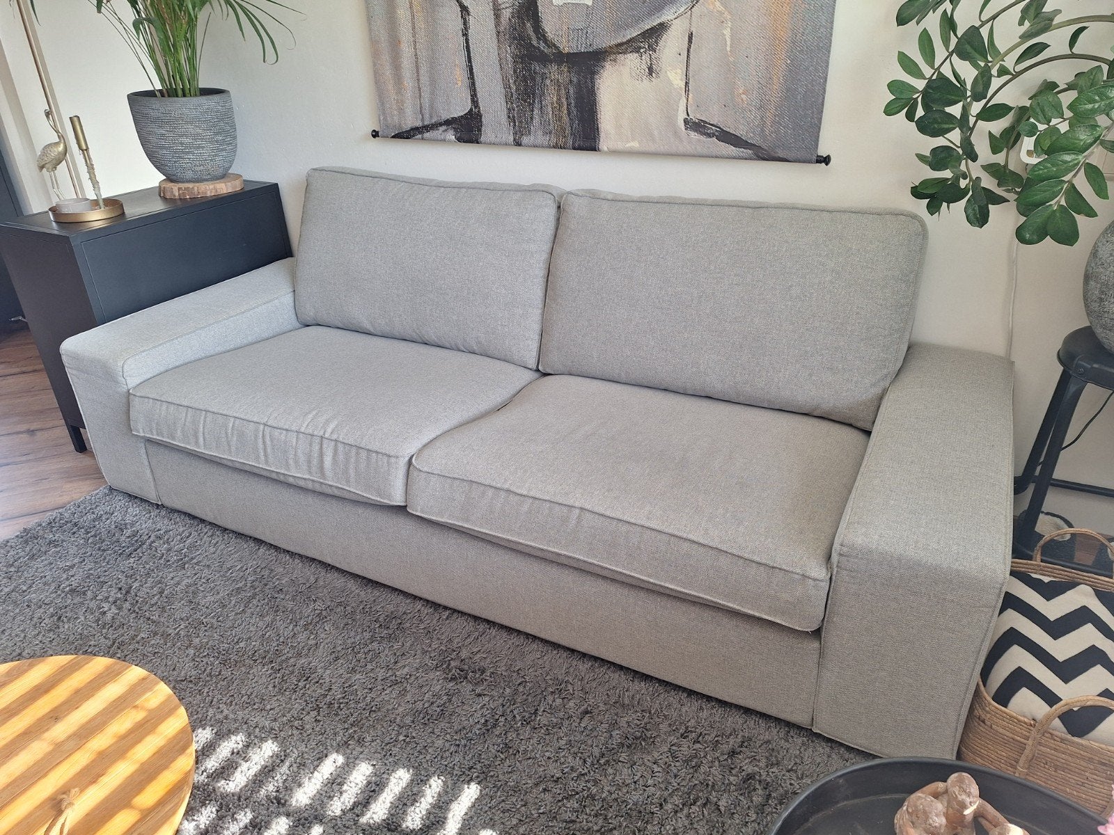 3 zits bank Ikea Kivik Tibbleby grijs, Huis en Inrichting, Banken | Bankstellen, Ophalen, Driepersoons, 75 tot 100 cm, Rechte bank