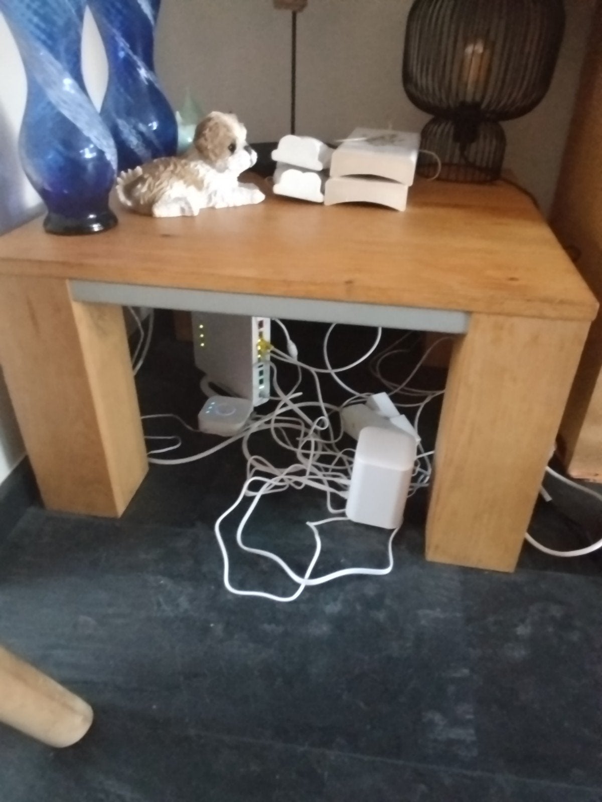 Eikenhouten meubelset: TV-meubel, bijzettafel, vitrinekast, Ophalen, Gebruikt, 150 tot 200 cm, Eikenhout