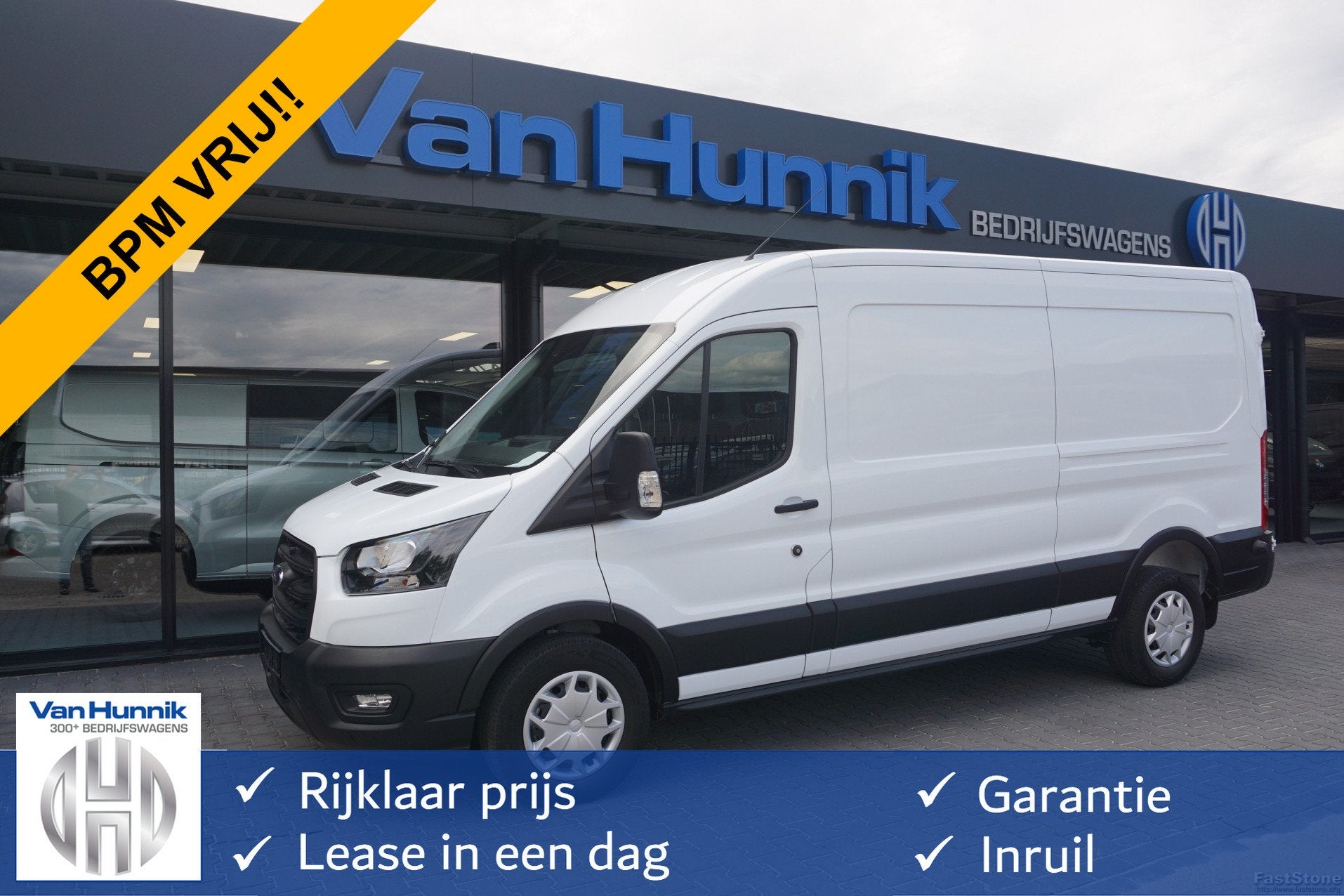 Ford Transit 350L 130PK AUT L3H2 BPM VRIJ! 12" Sync 4 Navi,, Gebruikt, 4 cilinders, Wit, Bedrijf