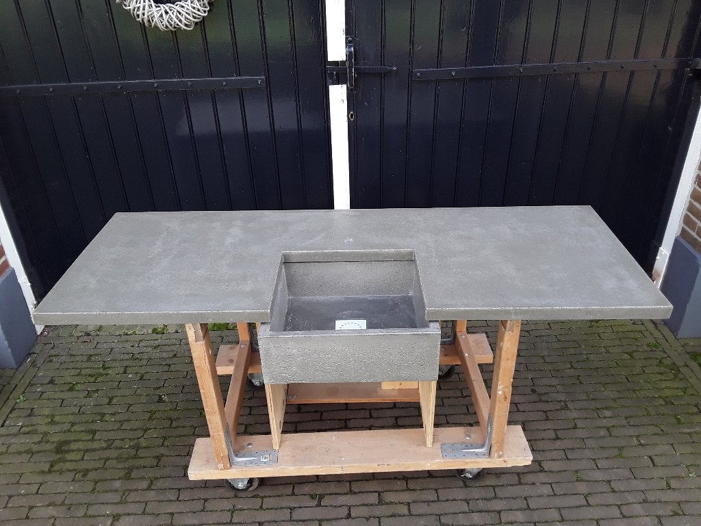 Aanrecht Beton 175 x 62 cm Geïmpregneerd Massief Beton Nieuw, Ophalen, 150 tot 200 cm, Nieuw, Minder dan 100 cm
