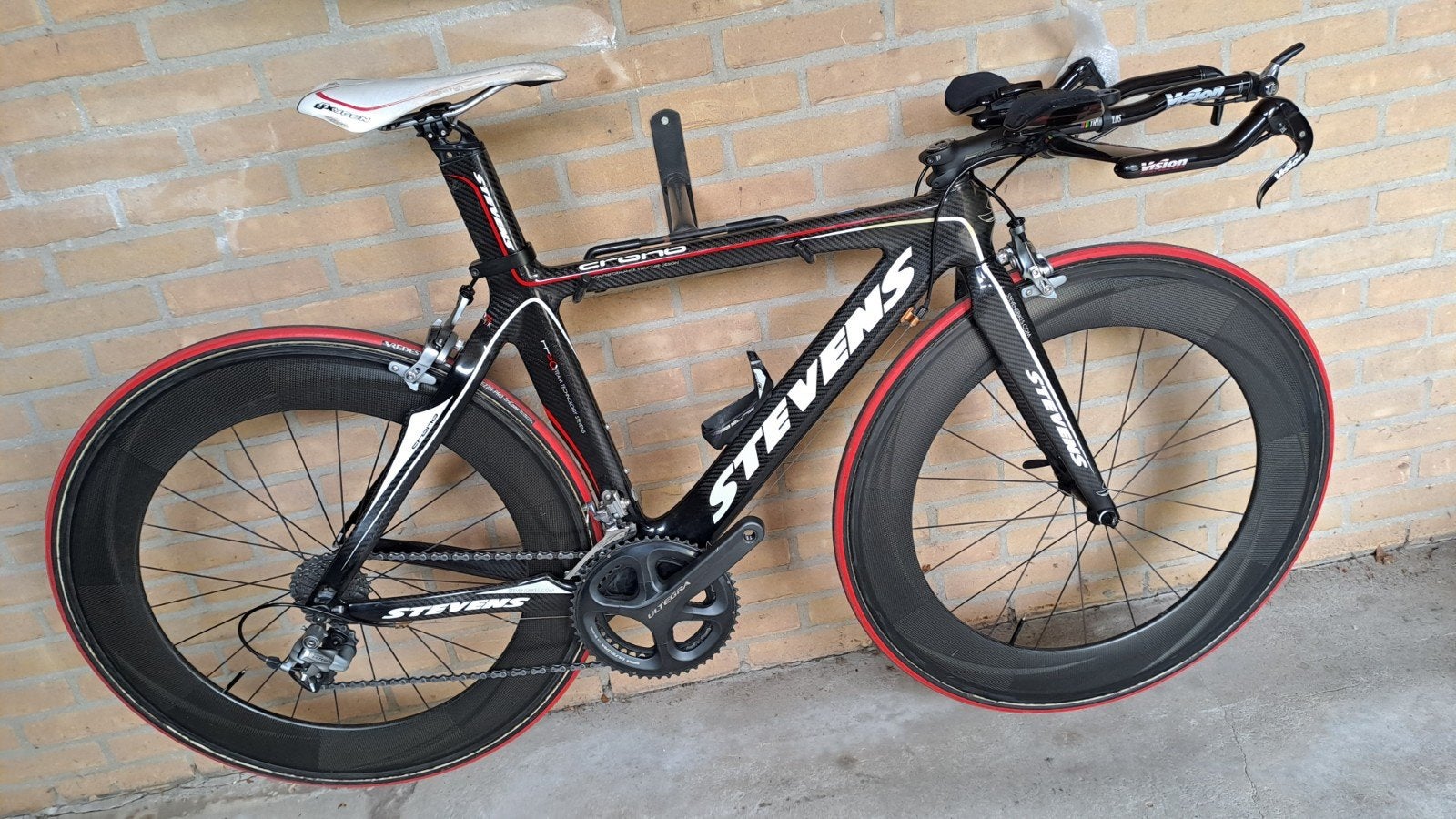 Stevens tijdritfiets met Shimano Ultegra groep., 28 inch, Gebruikt, Carbon, Velgrem
