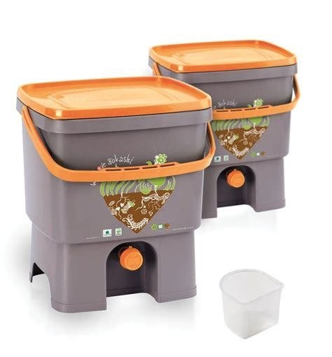 Bokashi emmers, 2 stuks, grijs/oranje, met kraantje, Ophalen, Compost