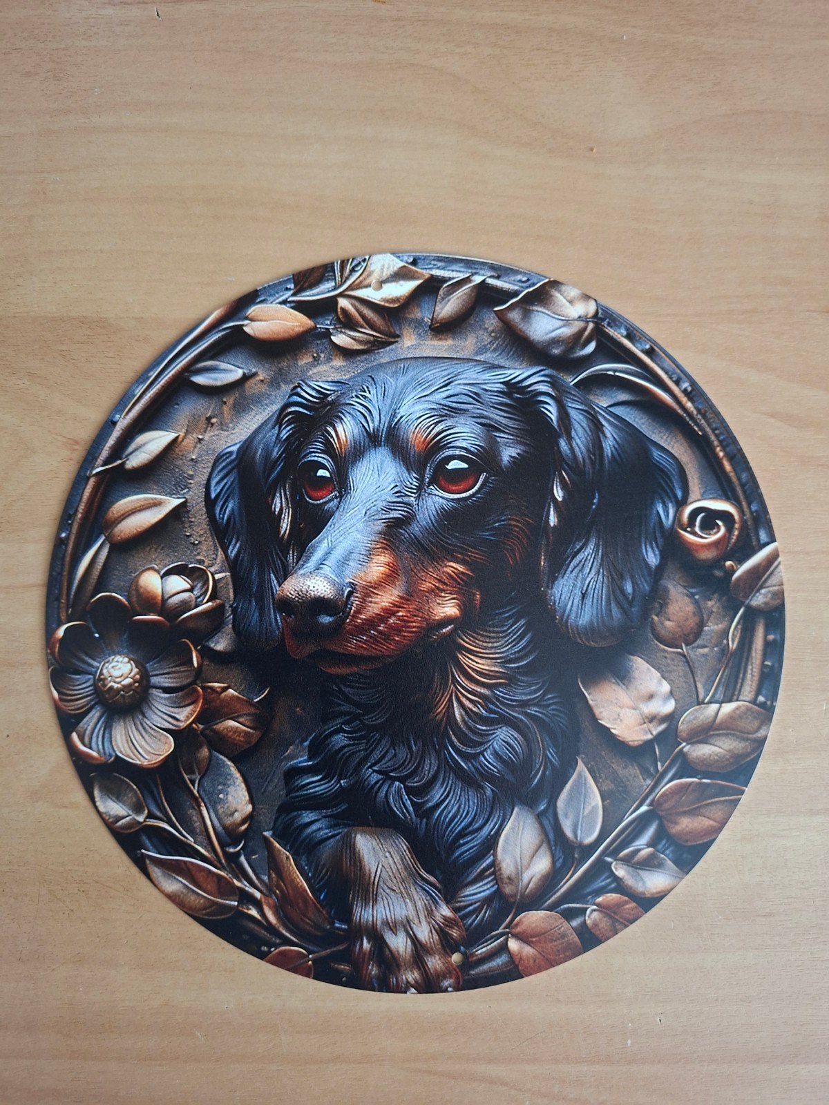 Wanddecoratie bord: Teckel, Huis en Inrichting, Metaal, 20 cm, Nieuw, Ophalen of Verzenden