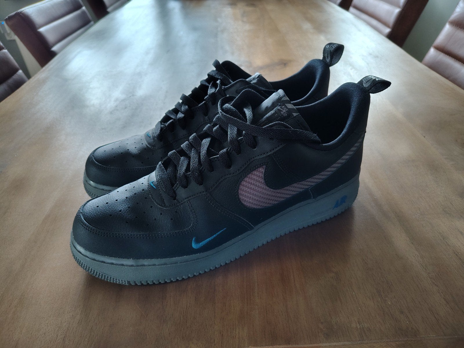 Nike Air Force 1 Sneakers - Zwart/Blauw - Maat 47, Zwart, Ophalen of Verzenden, Nike Air Force, Sneakers of Gympen