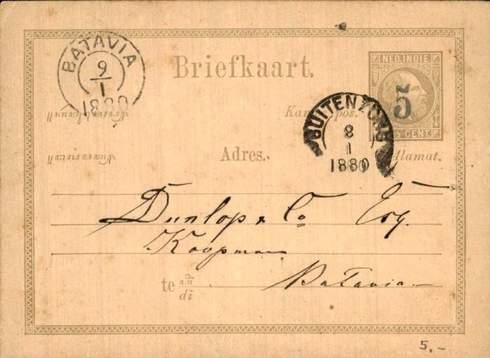 Nederlands Indië - Batavia 1880 - Dunlop & Co. Erg, Ophalen of Verzenden, Briefkaart