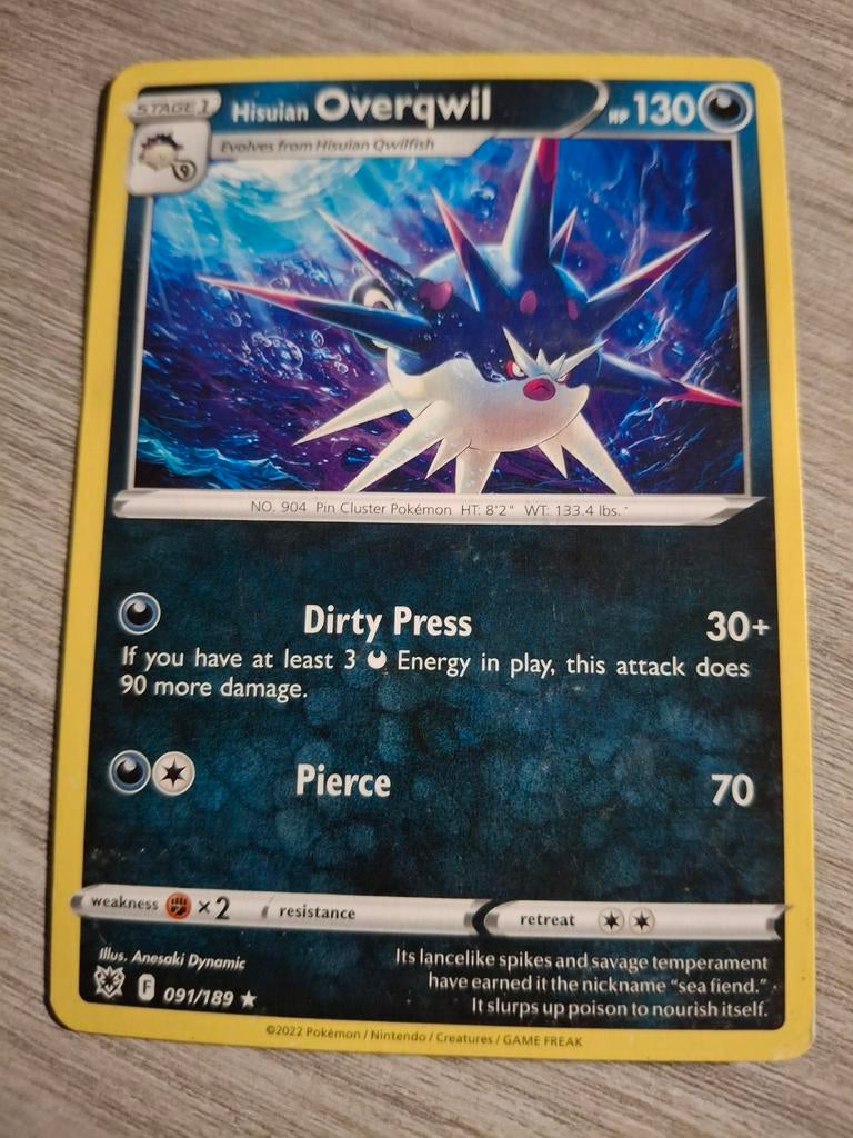 Pokémon Kaart Hisuian Overqwil 091/189, Ophalen of Verzenden, Gebruikt, Losse kaart