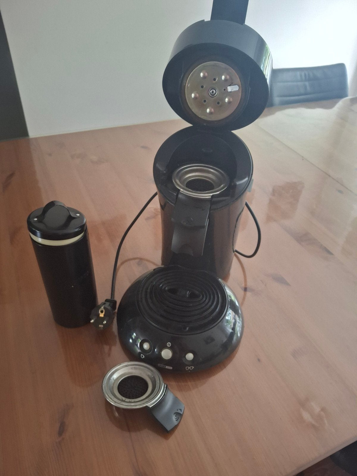 zwart Senseo apparaat met bewaarblik, Witgoed en Apparatuur, Koffiezetapparaten, Gebruikt, Koffiemachine, Ophalen of Verzenden