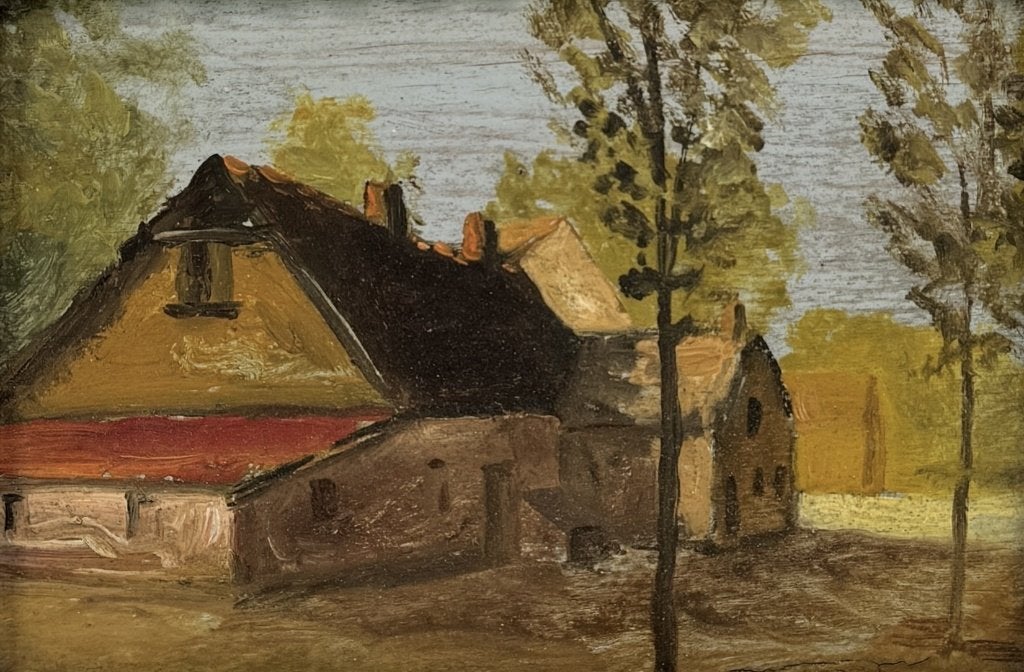 262. Olieverfschilderij – dorpsgezicht, 20e eeuw, Ophalen