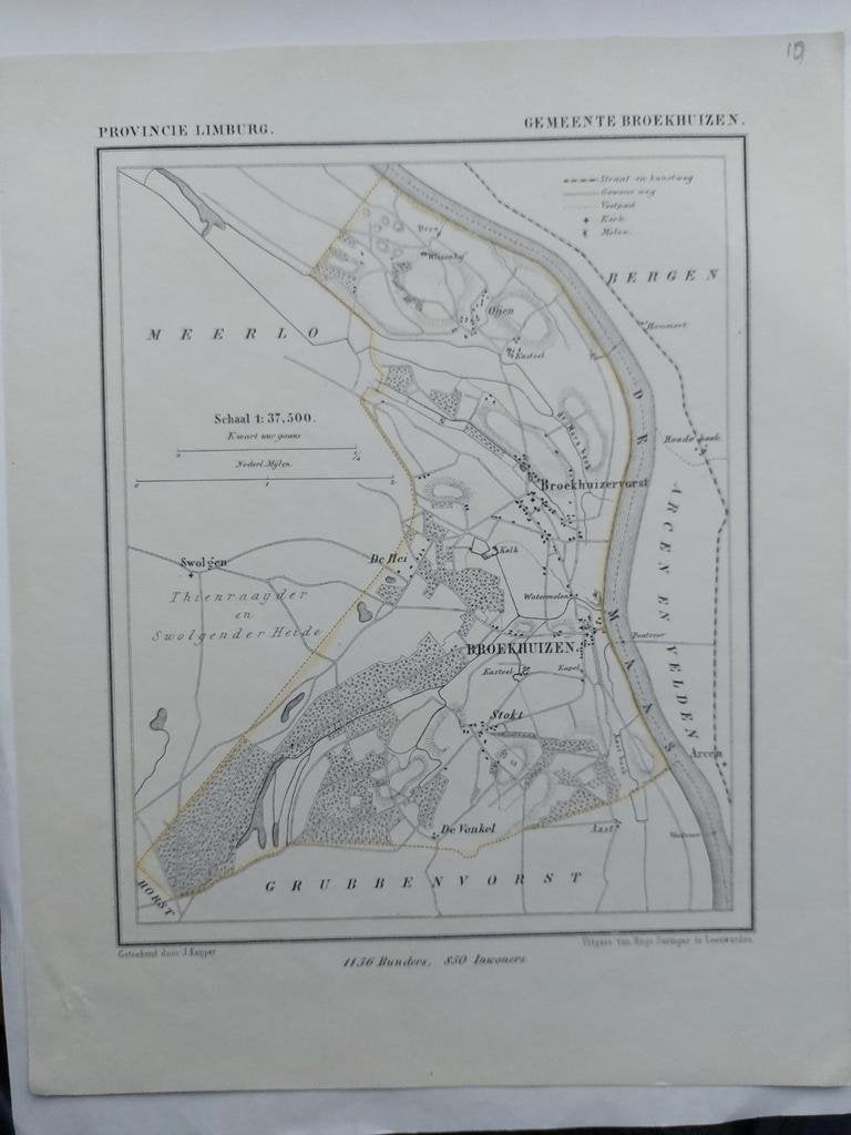 10 / Broekhuizen De Vonkel Swolgen Litho 1866 van J. Kuyper, Ophalen of Verzenden