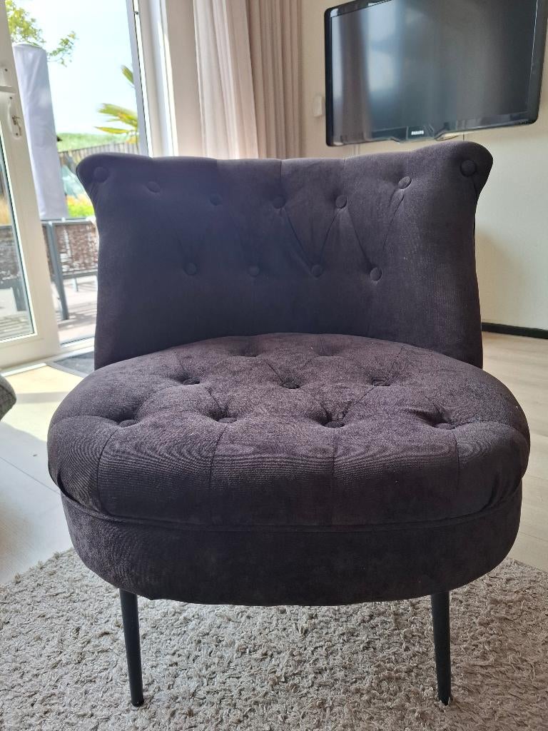 Zwarte fauteuil stoel die kan draaien, Ophalen, Gebruikt, Barok, 75 tot 100 cm