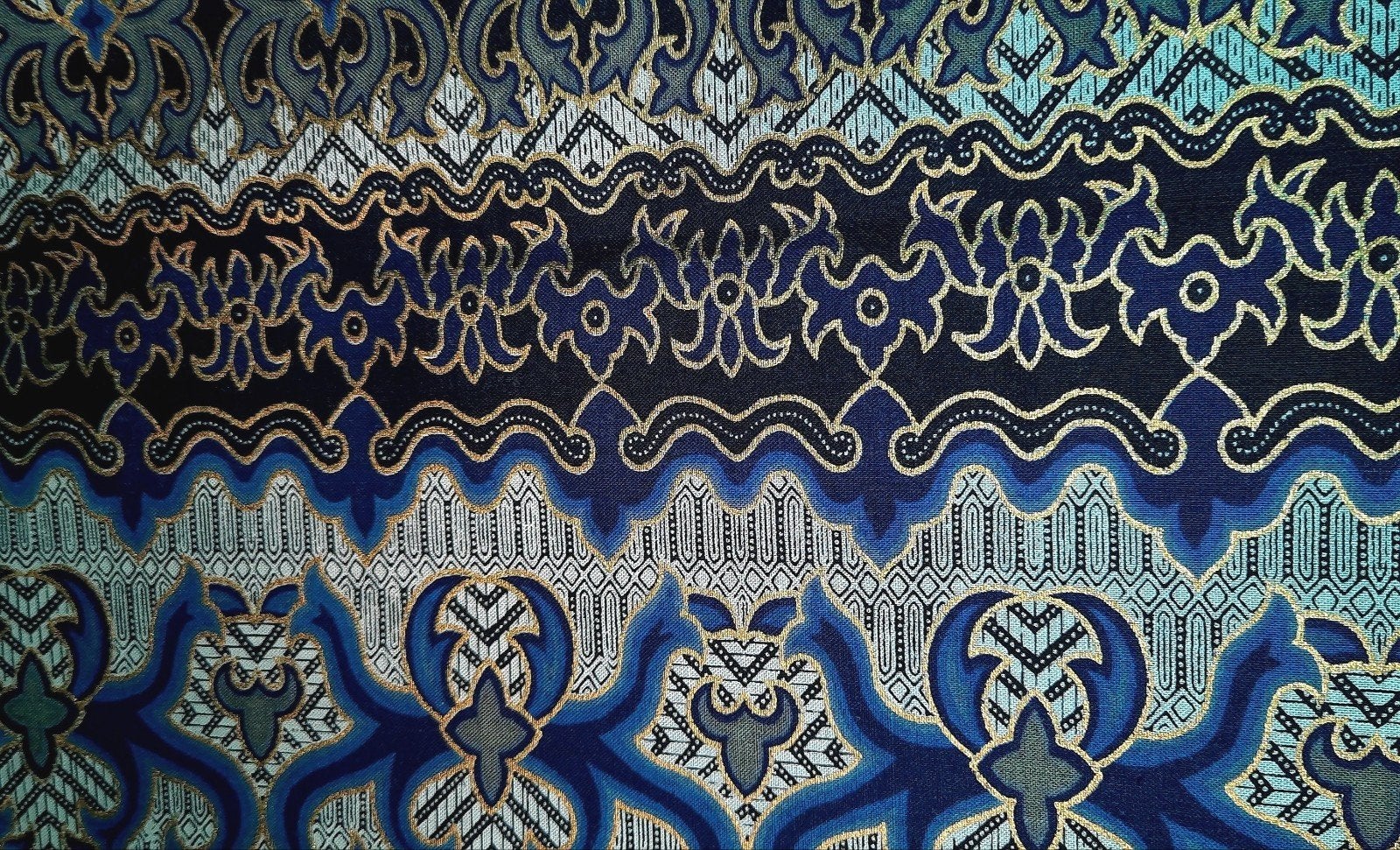 Luxe quiltlap blauw/zwart/grijs/goud, Blauw, 120 cm of meer, Ophalen of Verzenden, Katoen