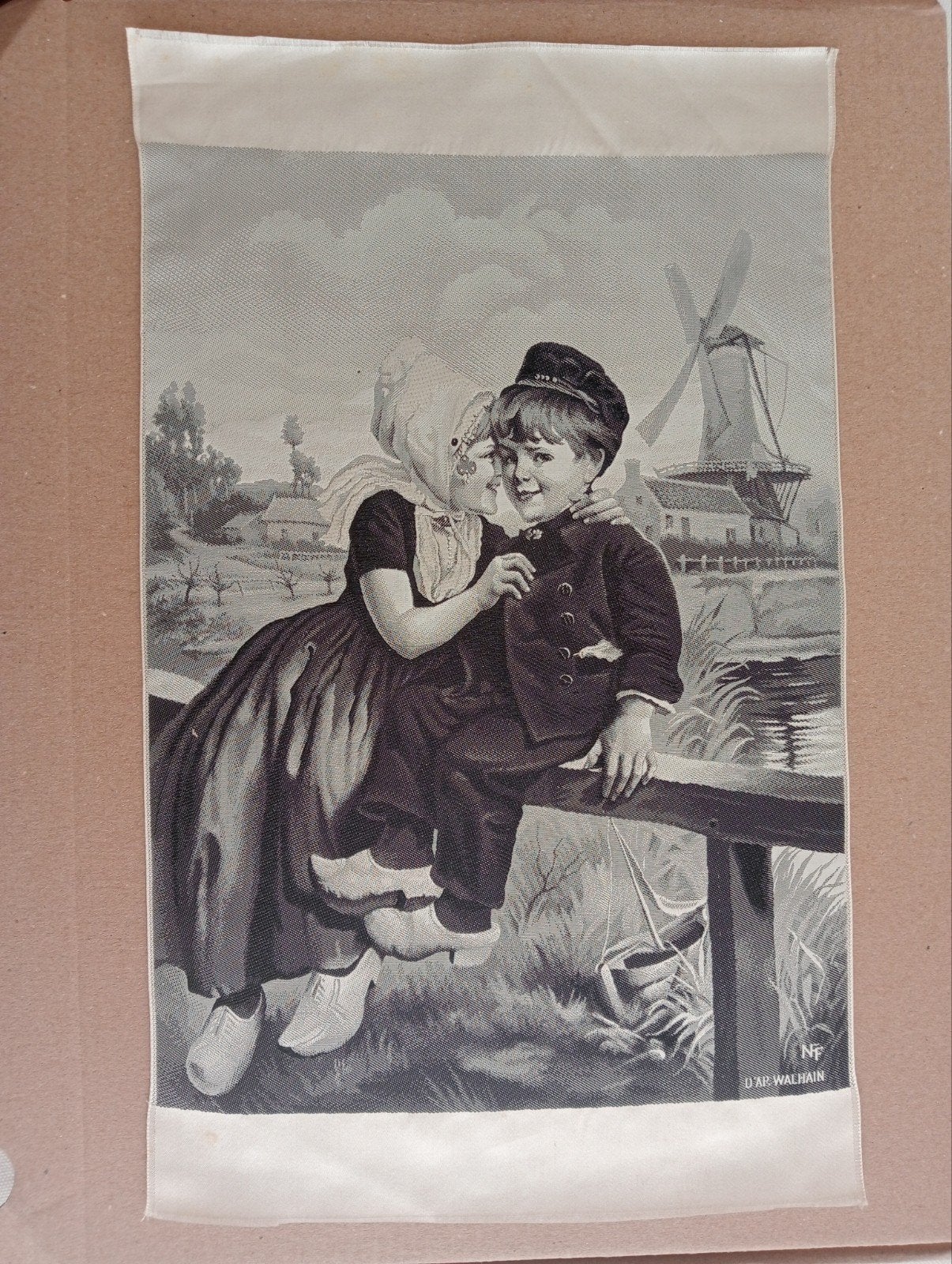 Zijde prent Neyret Frères uit Saint-Étienne, Frankrijk., Ophalen of Verzenden