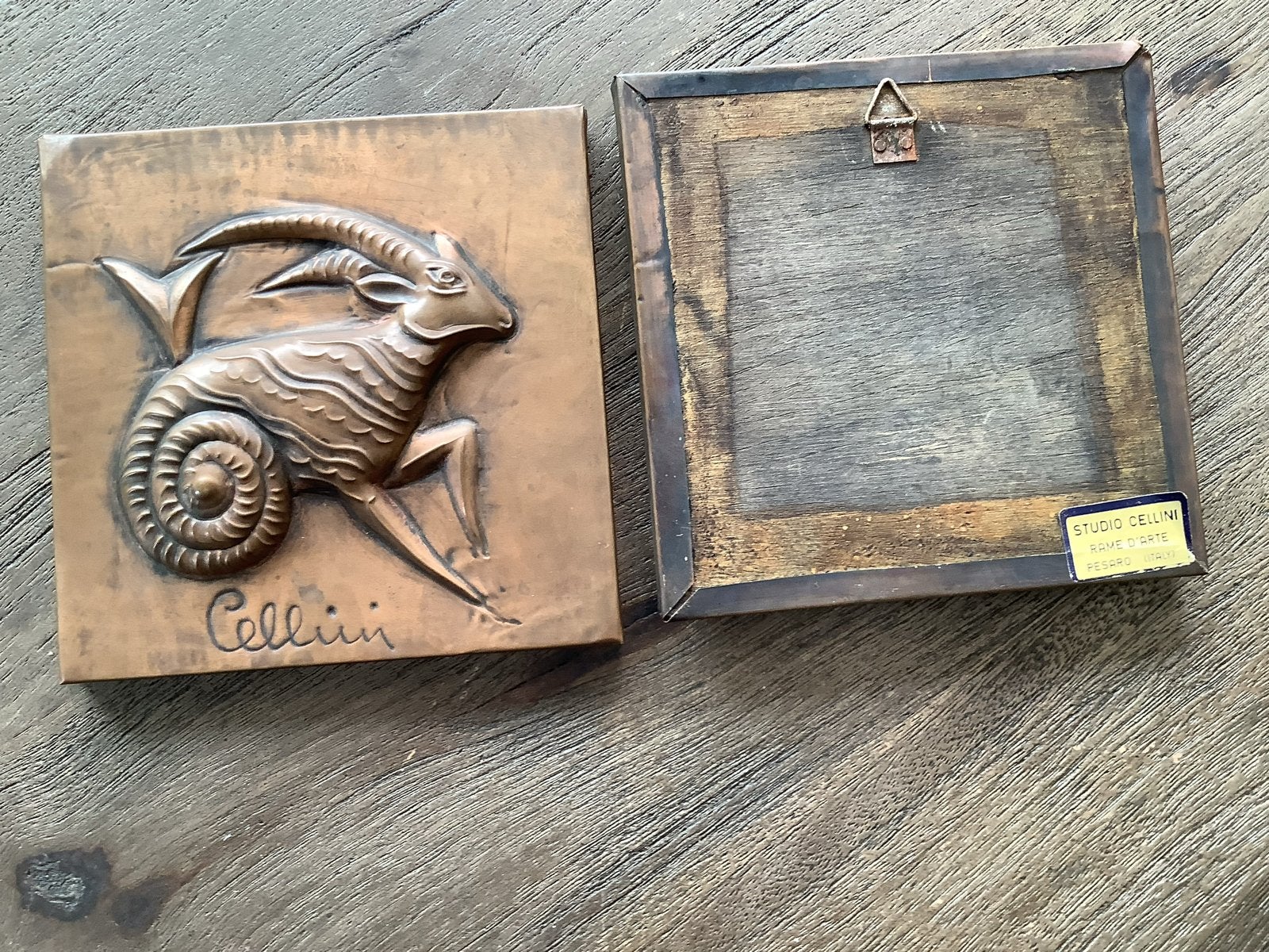 Koperen wanddecoratie Sterrenbeelden Ram en Steenbok, Ophalen of Verzenden
