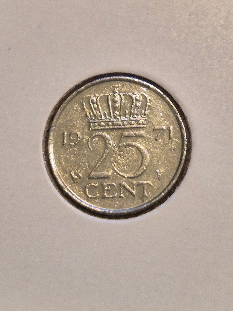 Nederland - 25 Cent 1971, Verzenden, Koningin Juliana, 25 cent, Losse munt