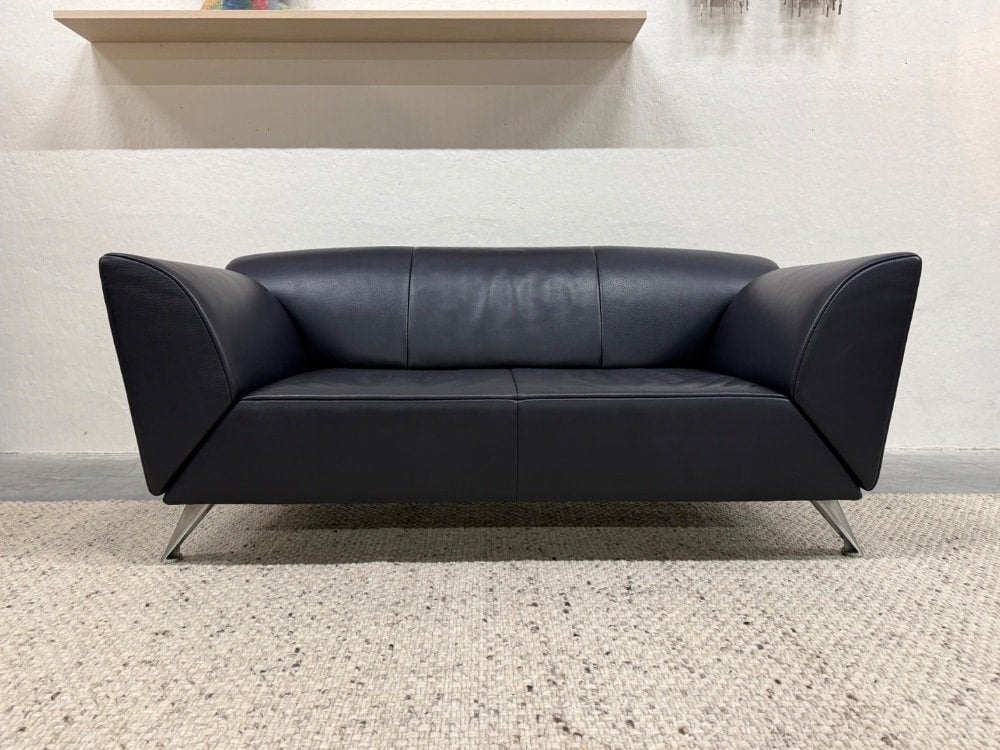 Als nieuw Jori Pacific 2 Zits Bank blauw leer 165, Hoogweg 52, Jori, 150 tot 200 cm, Tweepersoons