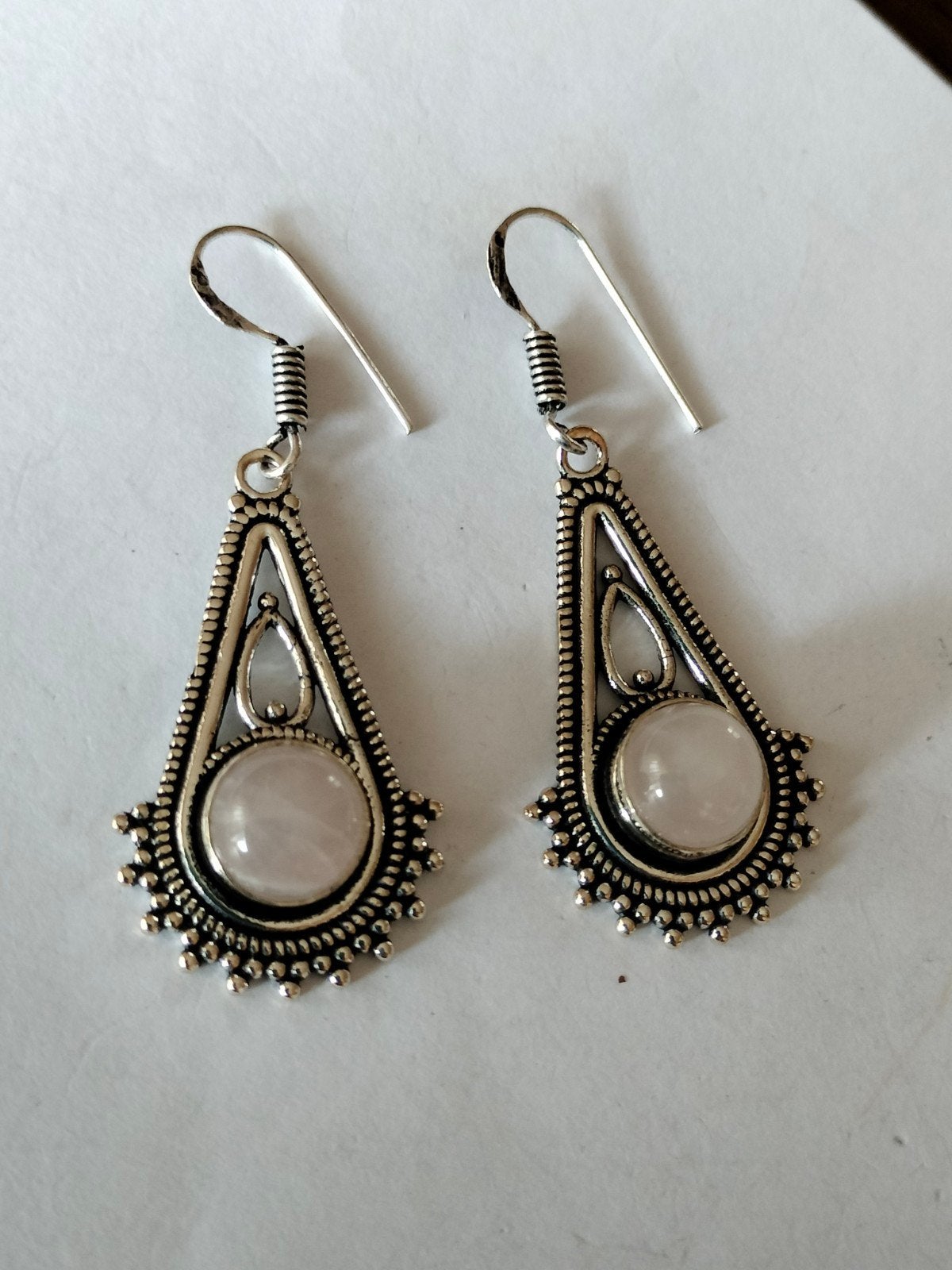 Zilveren oorbellen met roze quartz, Hangers, Verzenden, Nieuw, Roze
