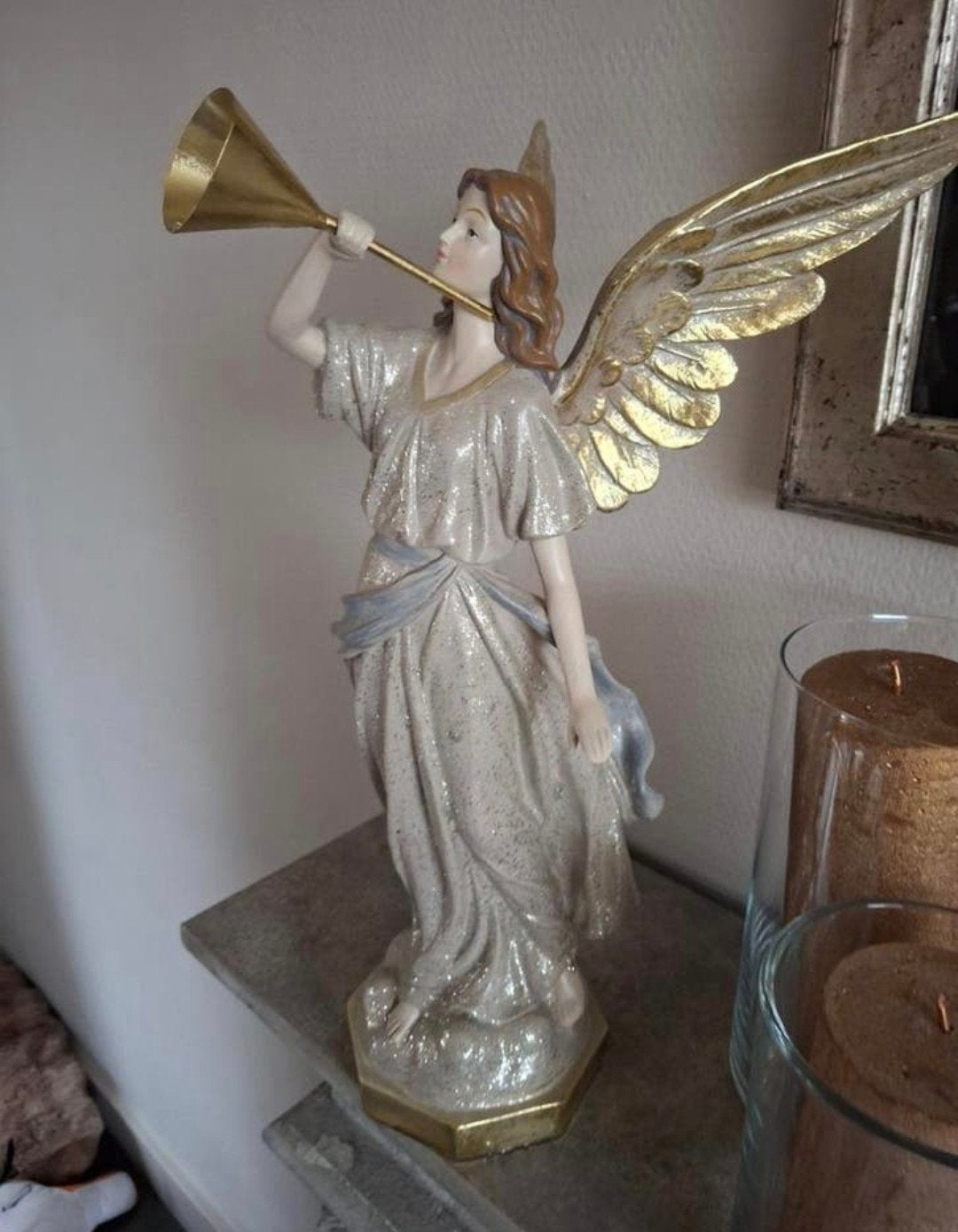Nieuwe zilverkleurige engel met glitters, Ophalen of Verzenden, Nieuw