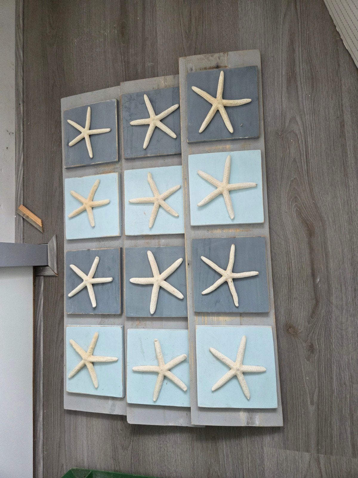 Wanddecoratie met zeesterren - Blauw/Grijs, Ophalen, Gebruikt, Hout, Meerkleurig