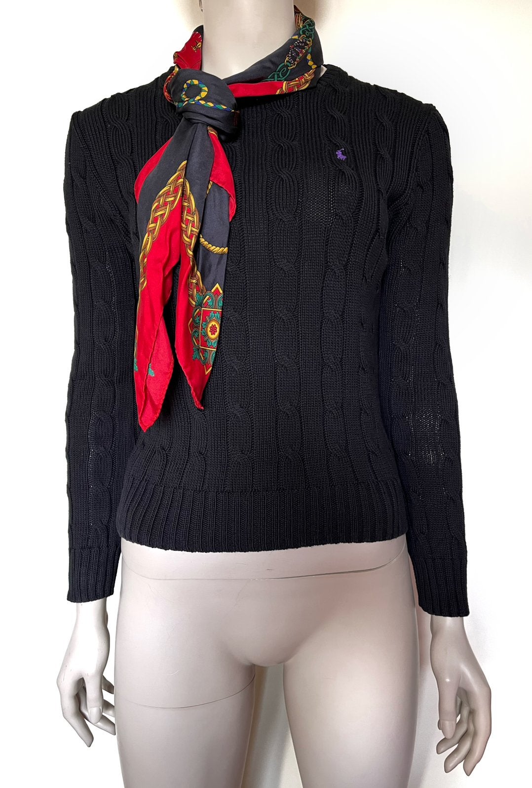 Polo Ralph Lauren kabelgebreide trui katoen zwart M (NIEUW), Verzenden, Nieuw, Maat 38/40 (M), Zwart