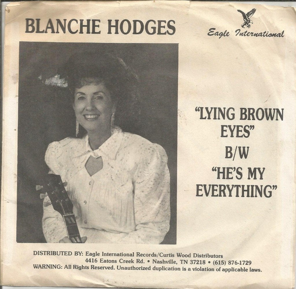 Blanche Hodges – Lying Brown Eyes (1990), 7 inch, Zo goed als nieuw, Country, Fotohoes