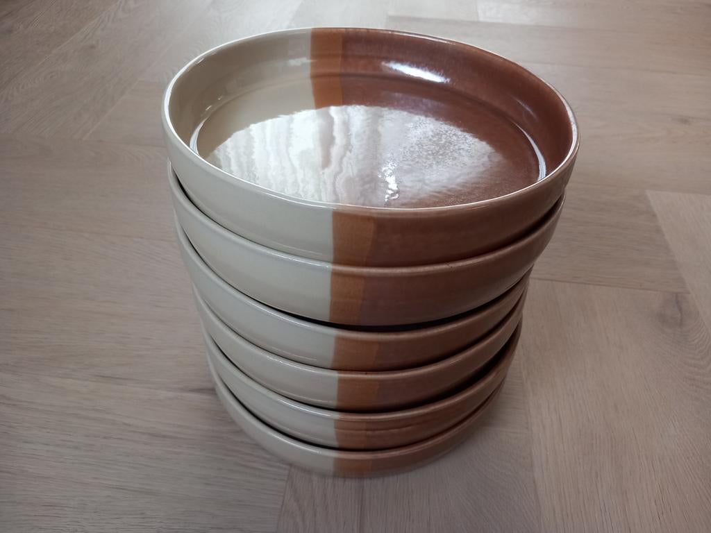 6 st. pasta borden HK-living stijl, zo goed als nieuw, Huis en Inrichting, Keuken | Servies, Ophalen of Verzenden