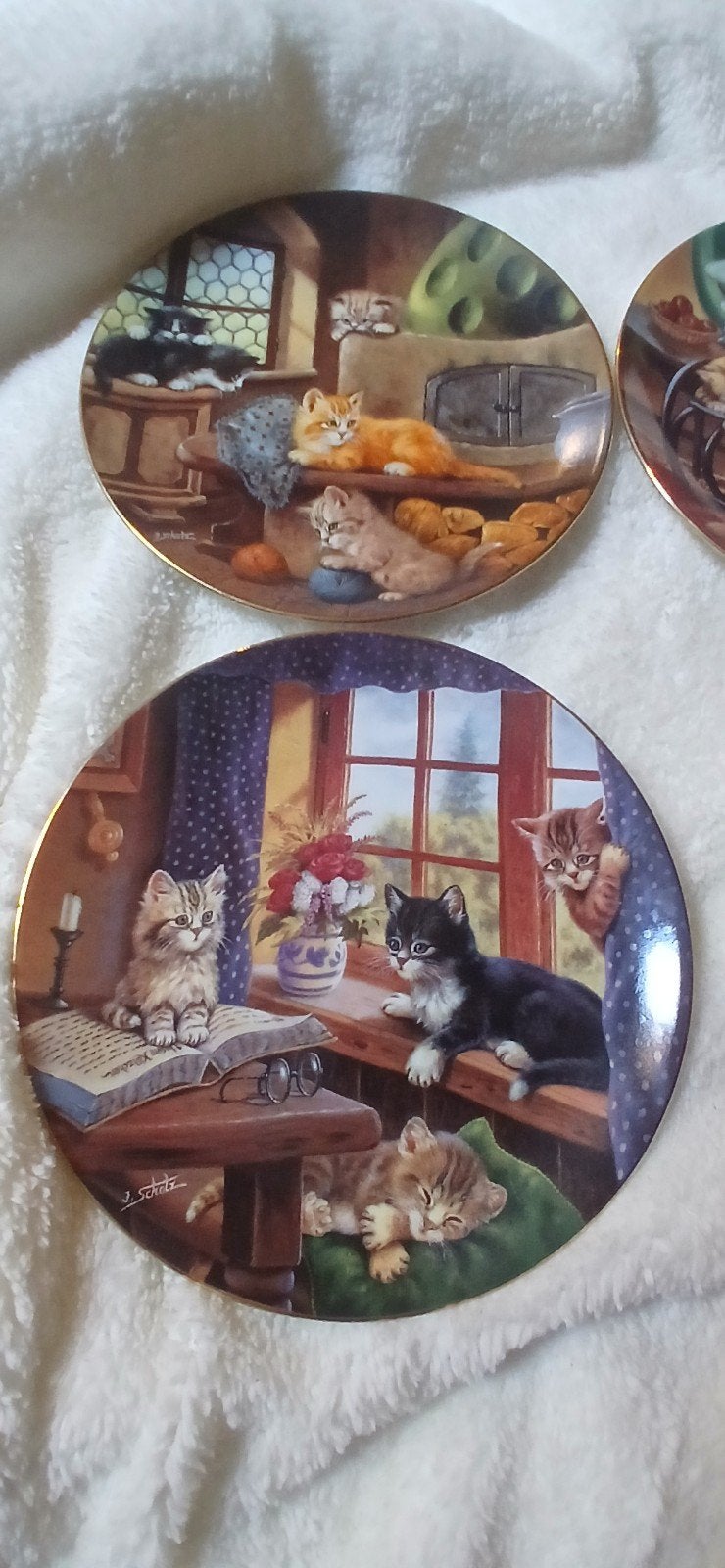4 Kahla verzamelborden 'De mooiste rustplaatsen' katten, Ophalen of Verzenden
