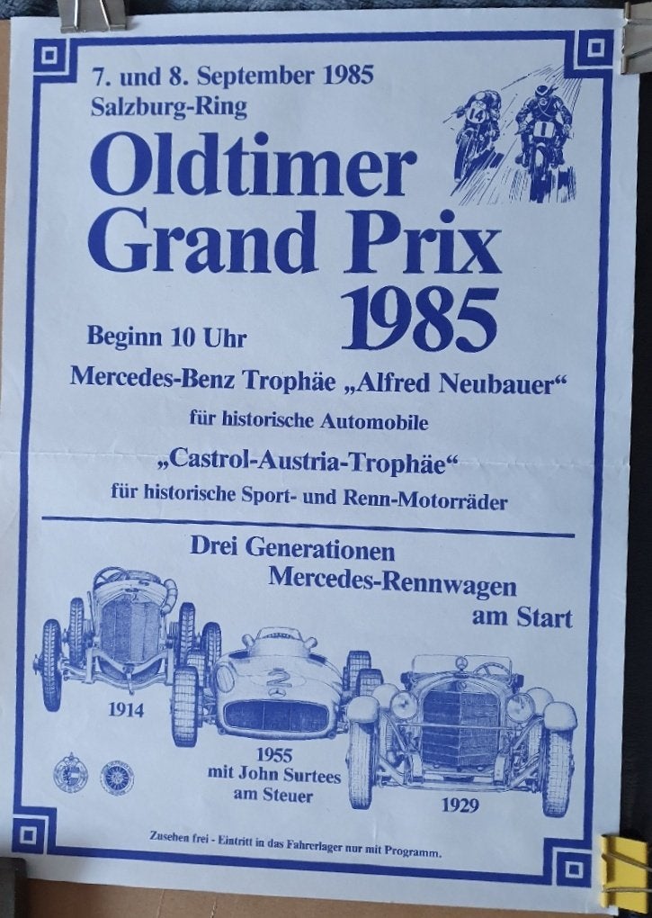 Oldtimer grand prix 1985. Salzburg Ring Oostenrijk, Verzenden, A4 of kleiner, Overige onderwerpen, Rechthoekig Staand