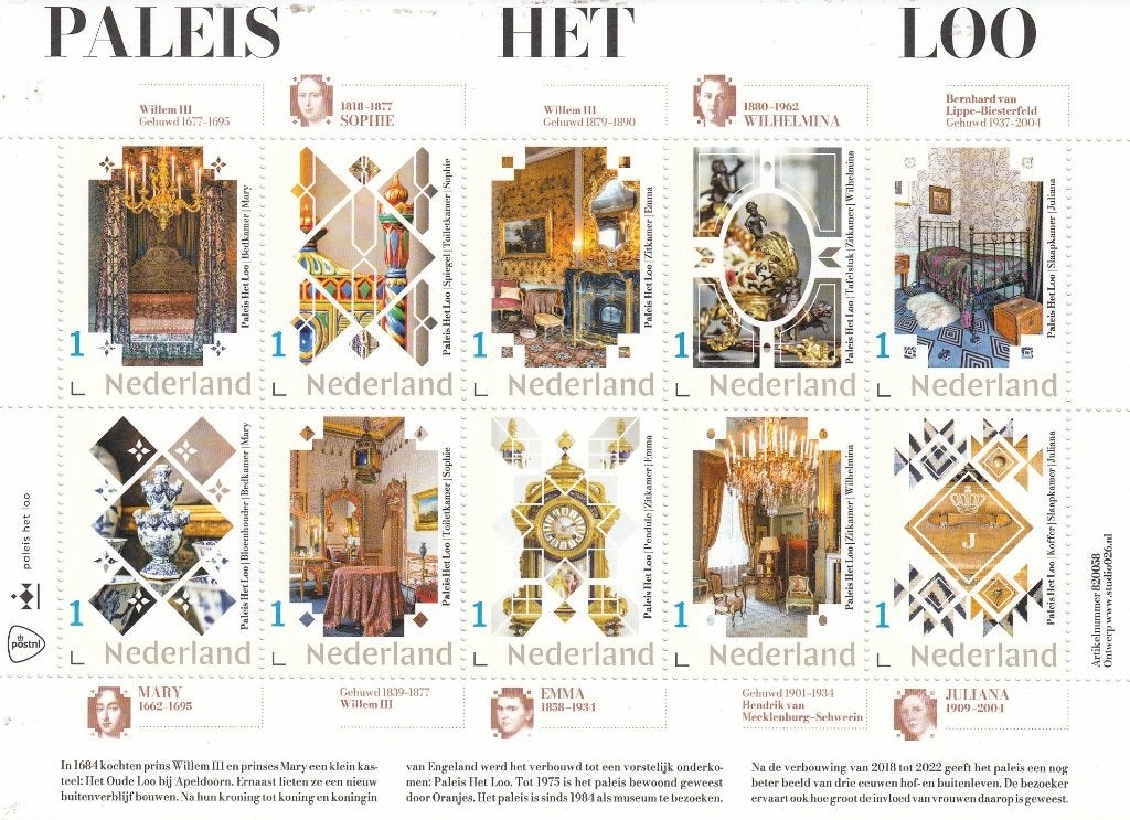 Nederland 11.16.4- 2022- Paleis Het Loo- Vel- P, Postzegels en Munten, Verzenden, Na 1940, Postfris