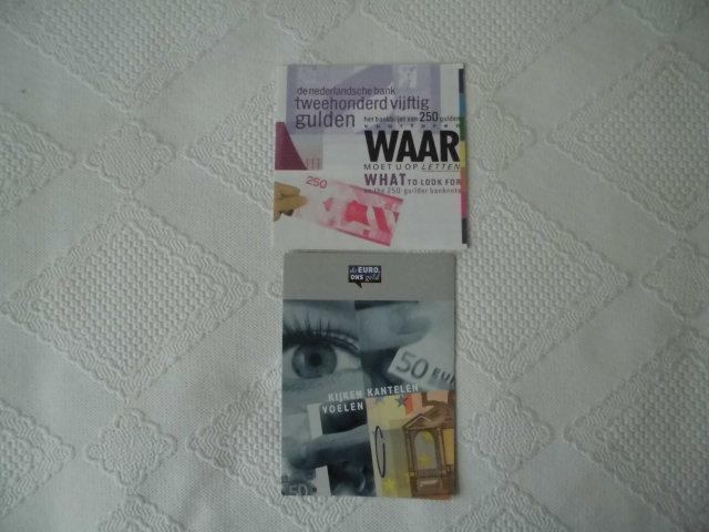 2 info bladen 250 gulden 1985 eurobiljetten 2002, Ophalen of Verzenden, Boek of Naslagwerk