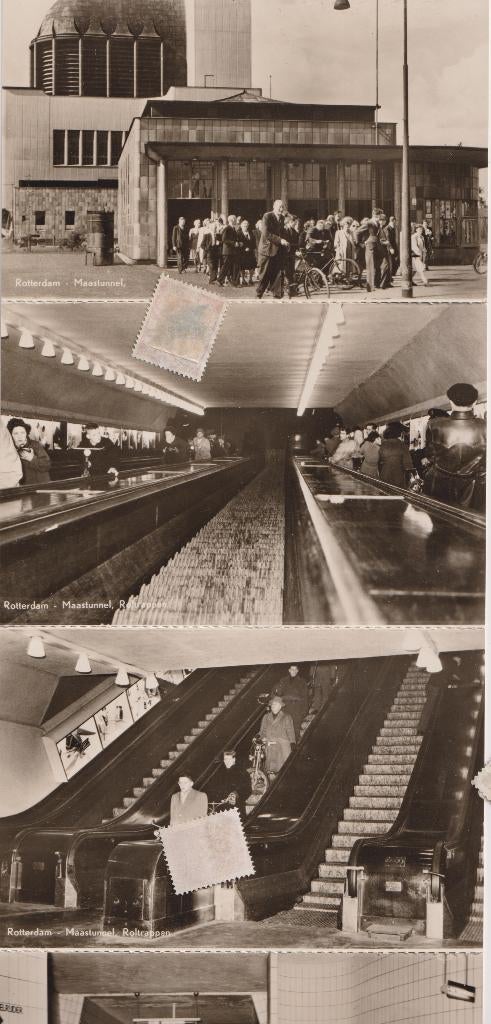 072 Rotterdam Maastunnel 6x, Verzamelen, Verzenden, 1940 tot 1960, Ongelopen, Zuid-Holland