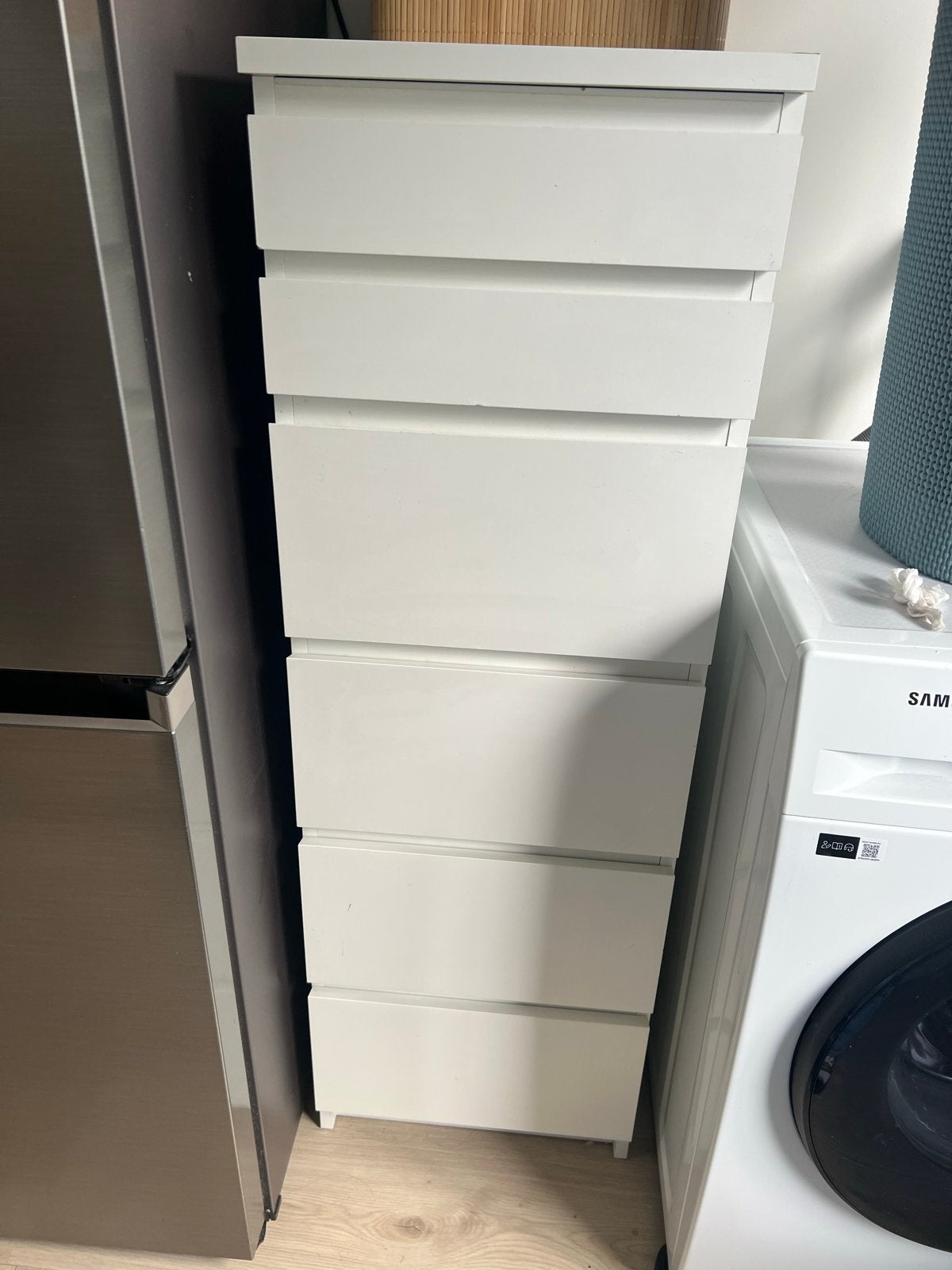 IKEA ASKVOLL ladekast met 6 lades, crème, Ophalen, Gebruikt, 5 laden of meer, 100 tot 150 cm