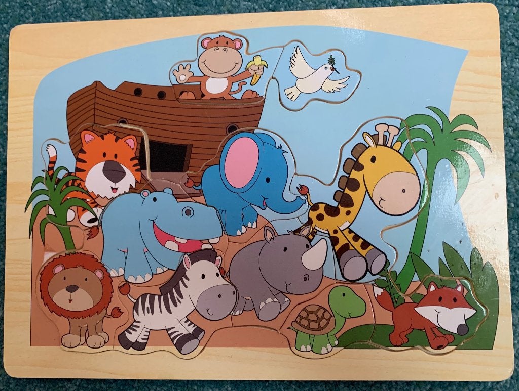 Houten inlegpuzzel puzzel voor peuters Ark van Noach, 2 tot 4 jaar, Nieuw, Ophalen of Verzenden, Van hout