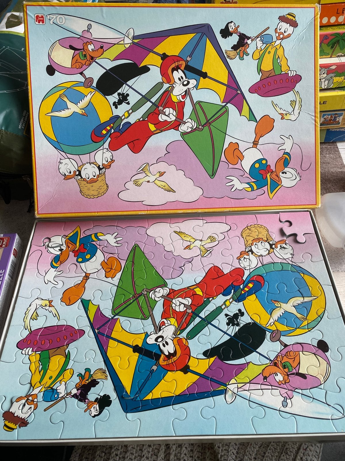 Donald Duck en Goofy vliegen - Vintage puzzel, Ophalen of Verzenden, Gebruikt
