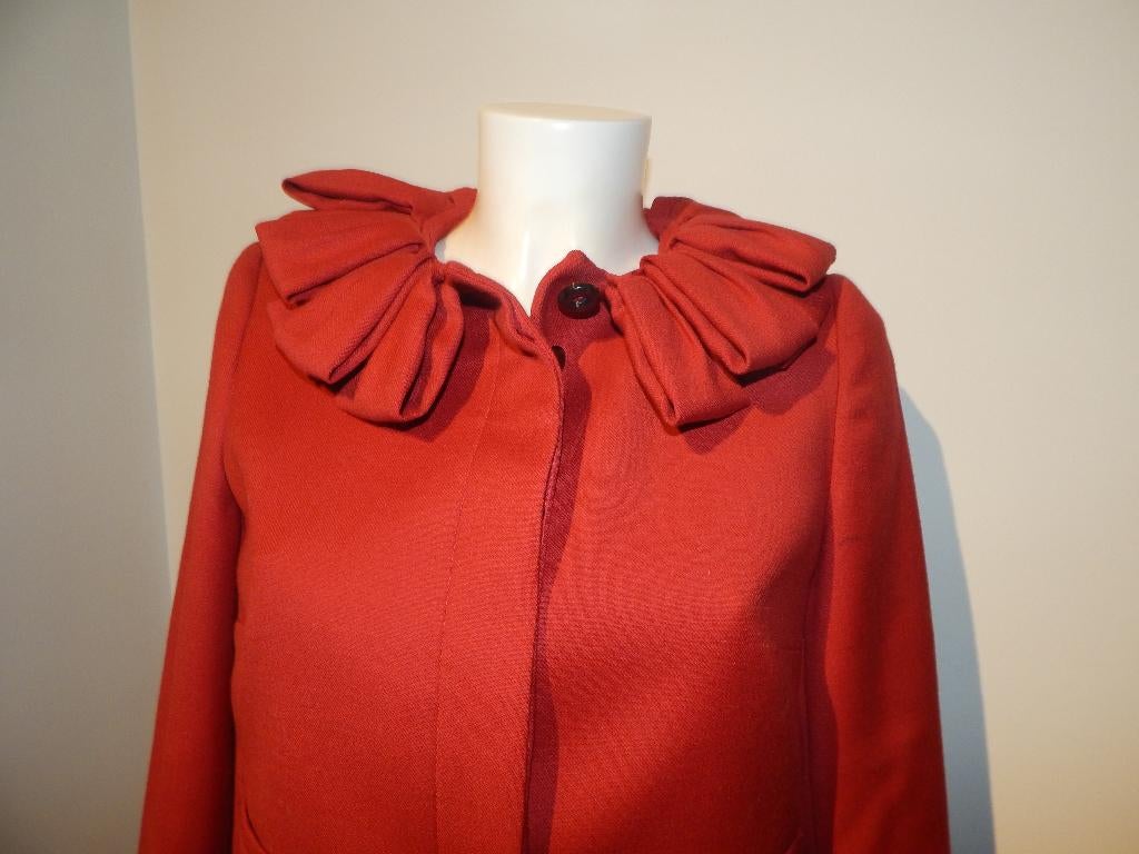 Valentino red wollen cerise rood jasje kraag stroken stofI42, Verzenden, Zo goed als nieuw, VALENTINO, Jasje
