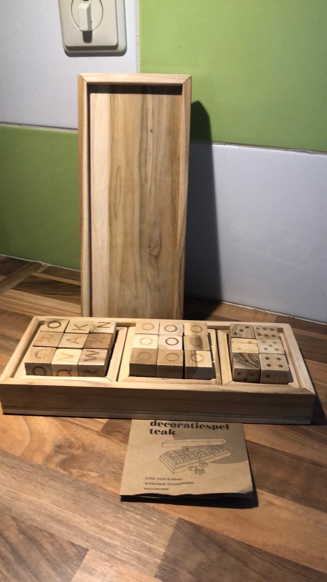 Decoratiespel Teak: Boter Kaas Eieren, Dobbelspel, Woordspel, Een of twee spelers, Ophalen of Verzenden, Zo goed als nieuw