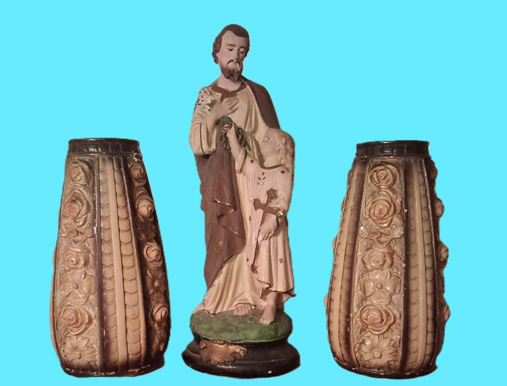 Maria Vloervazen St. Jozef met kind Kerk Beeld Vaas, Ophalen of Verzenden