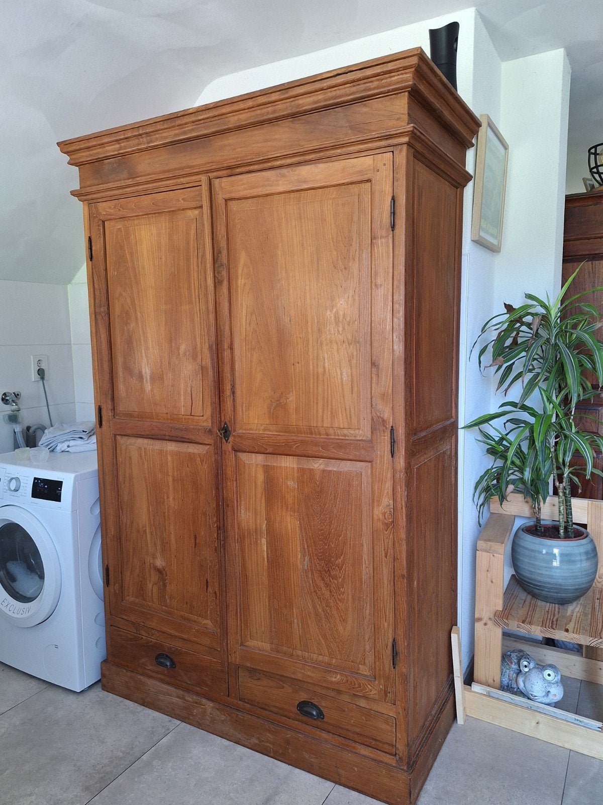 Massieve Teakhouten Kast - Antiek Look, Ophalen
